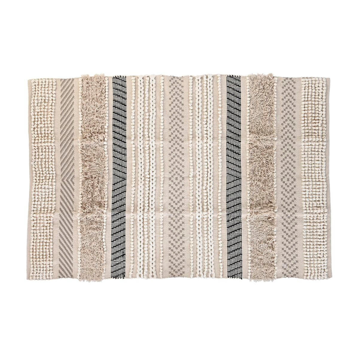 TEPPICH 180 x 120 x 1 cm Schwarz Beige Baumwolle Boho - Multicolor, Naturmaterialien (120/180cm) - DKD Home Decor