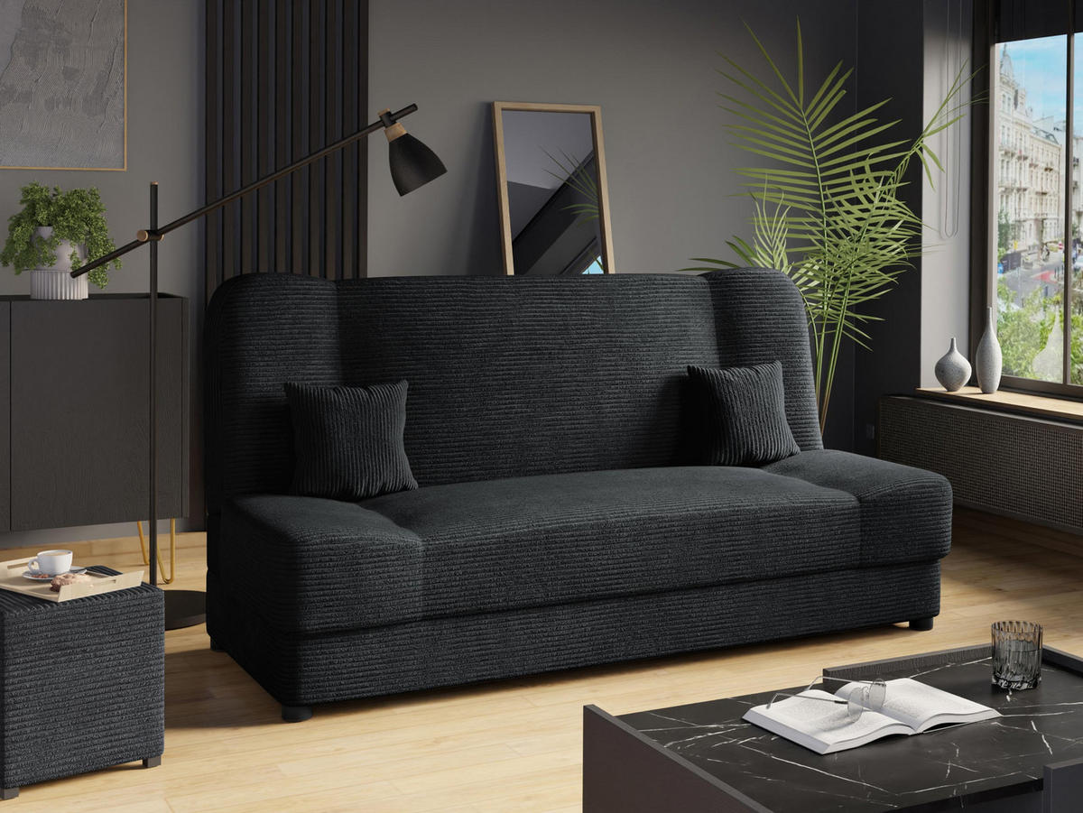 SCHLAFSOFA Jonas Cord - Dunkelgrau, Holz/Textil (195/86/87cm)