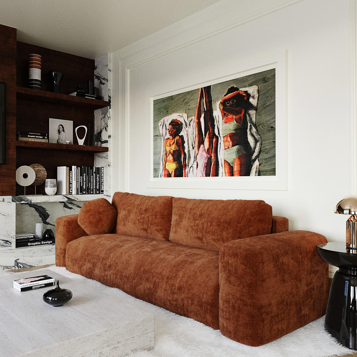 SCHLAFSOFA mit Stauraum LIOR Strukturierter Samt Terrakotta 260cm - Dunkelorange/Terracotta, Textil (260/83/100cm) - Premium Interiors