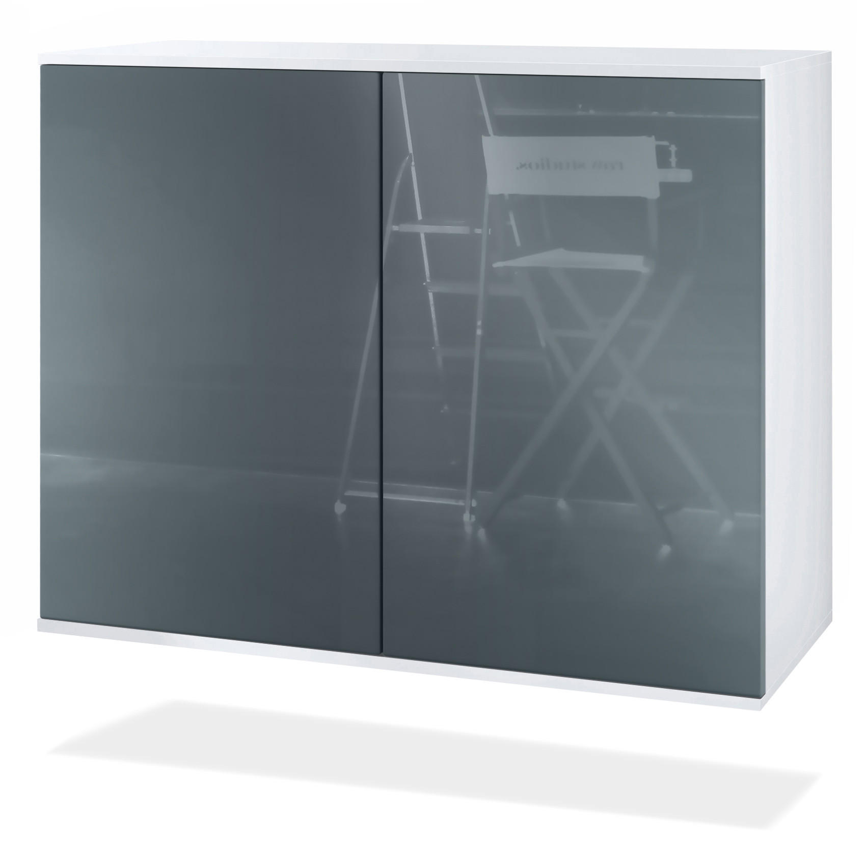 KOMMODE Skadu Grau Hochglanz - Grau, Holzwerkstoff (92.5/73.5/35cm) - Vladon