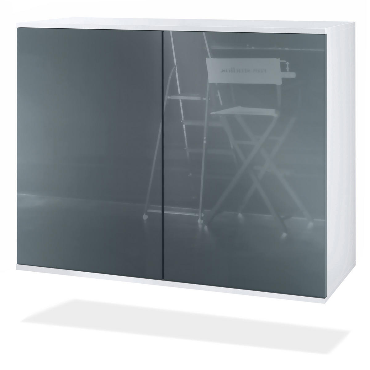 KOMMODE Skadu Grau Hochglanz - Grau, Holzwerkstoff (92.5/73.5/35cm) - Vladon