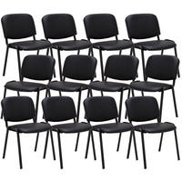 BESUCHERSTUHL 12er Set Lederlook schwarz - Schwarz, Textil/Metall (53/83/53cm) - CLP