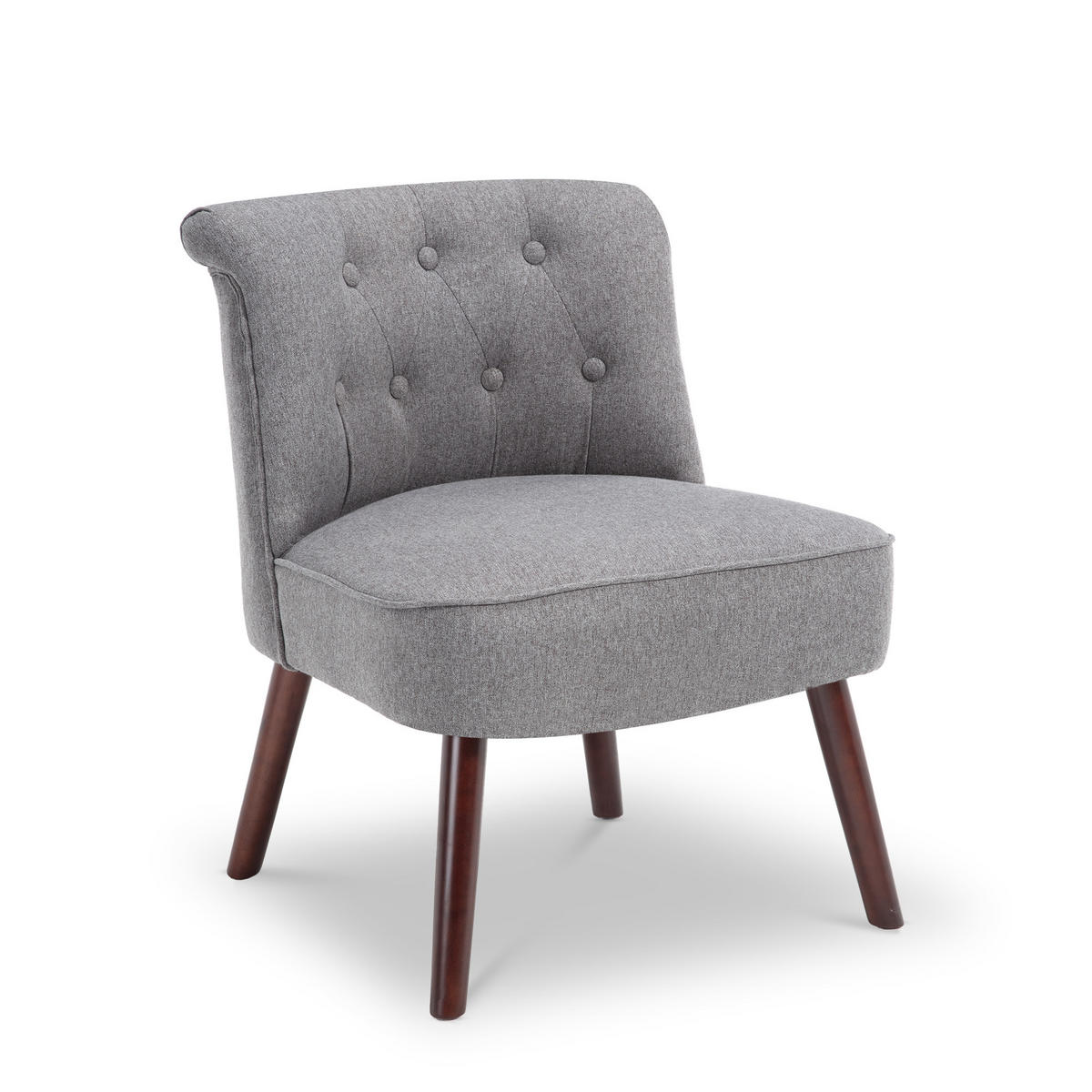 SESSEL 2er-Set Jacques gepolstert mit dunkelgrauem Stoff - Dunkelgrau/Dunkelbraun, Holz/Textil (56.5/73/62cm) - Sicaan