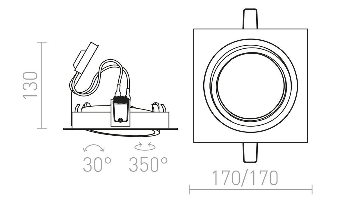 EINBAULEUCHTE PASADENA G53 SQ I Weiß 15 W - Weiß, Metall (9/9/12cm) - Rendl