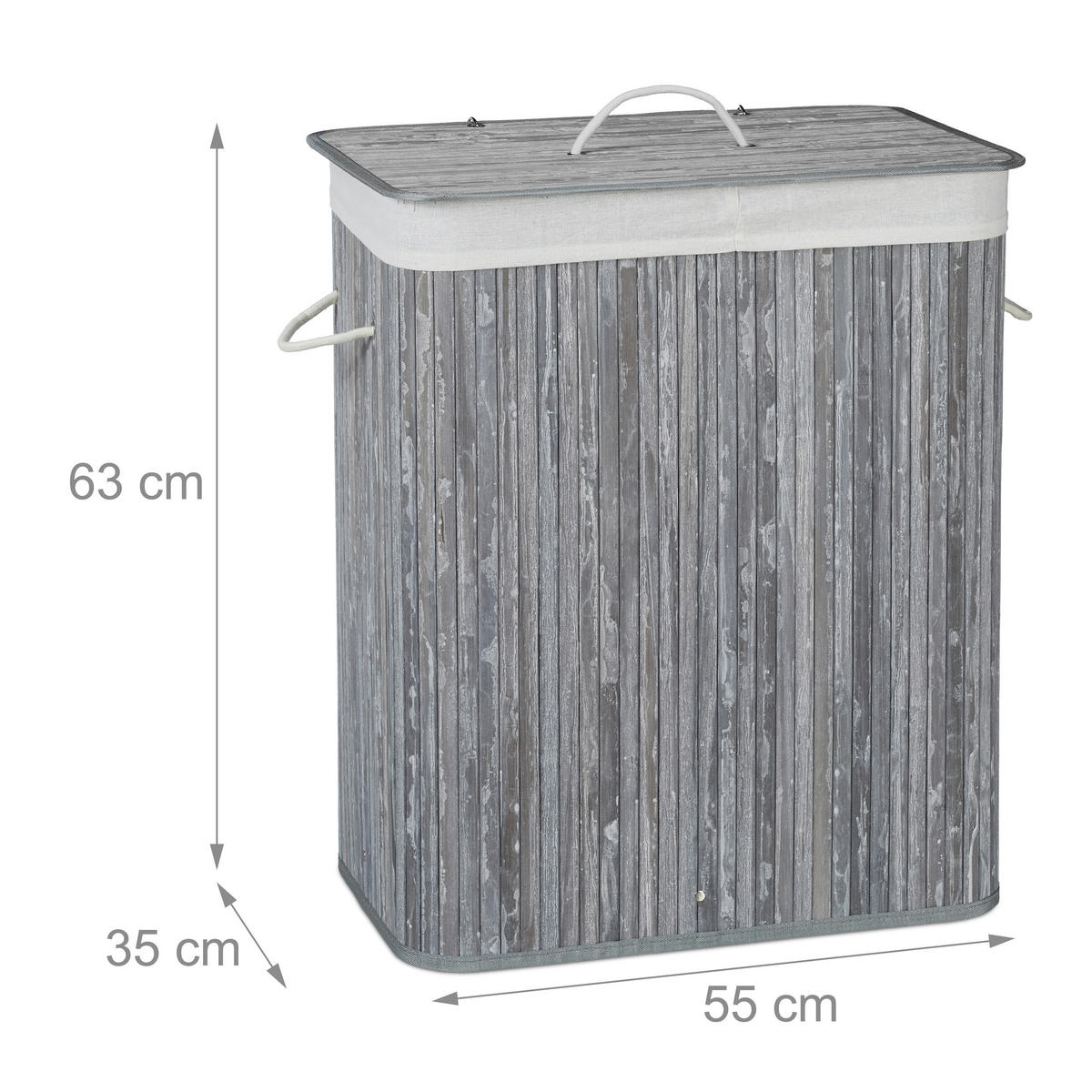 WÄSCHEKORB - Multicolor, Holz/Textil (55/63/35cm) - Relaxdays