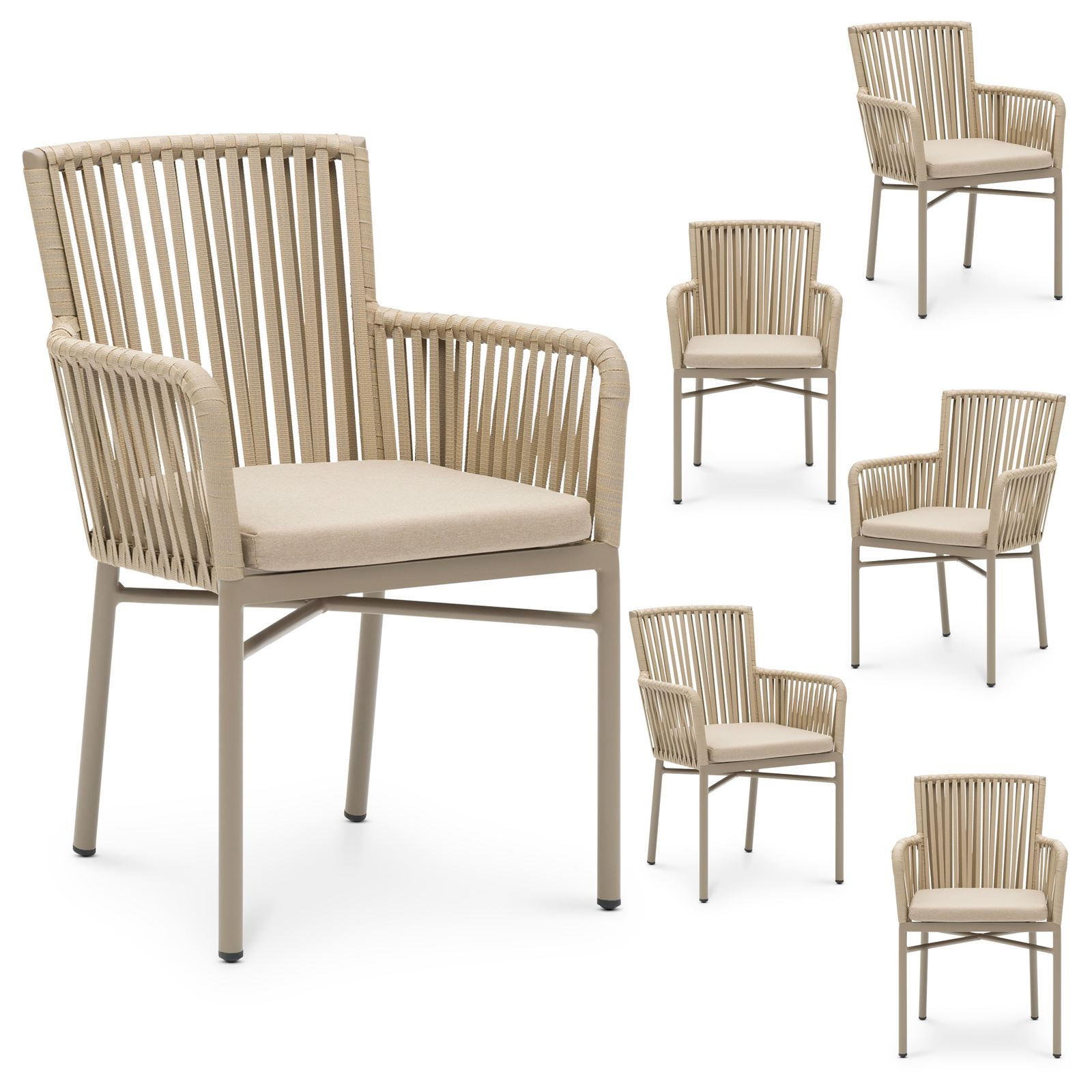 GARTENSTÜHLE AFUERA 6ER-SET - Braun, Textil/Metall (56/85/59cm) - IDIMEX