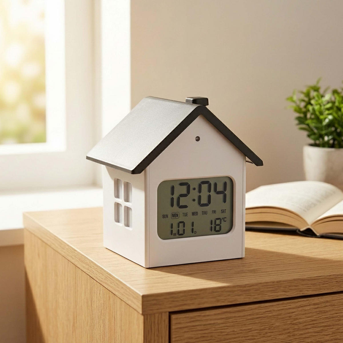 VÄCKARKLOCKA vit grå digital bakgrundsbelysning snooze - Vit, Glas/Plast (9/9.5/7.5cm) - Relaxdays