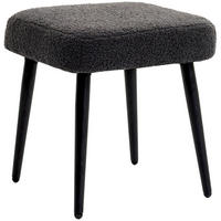 FUSSHOCKER Sitzhocker Quadratischer Schminkhocker mit Kaschmir-Optik, Stahlbeine - Dunkelgrau, Kunststoff (42/44/42cm) - HOMCOM