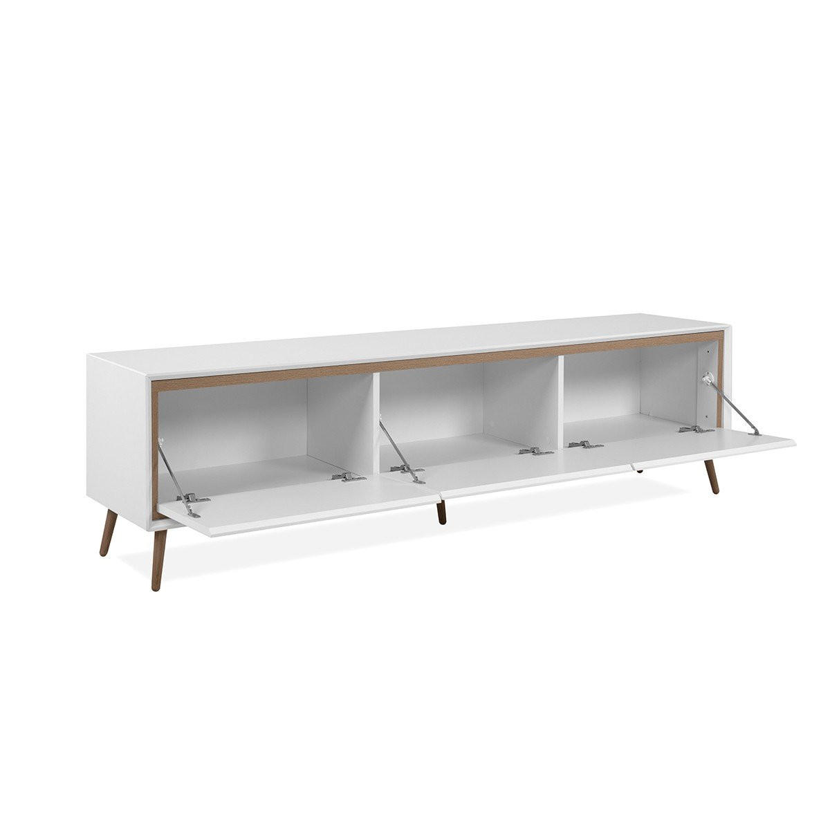 TV-MÖBEL mit 3 Klappen - Arona - 175/38/50 cm - Weiß, Holzwerkstoff (38/50/175cm) - Calicosy