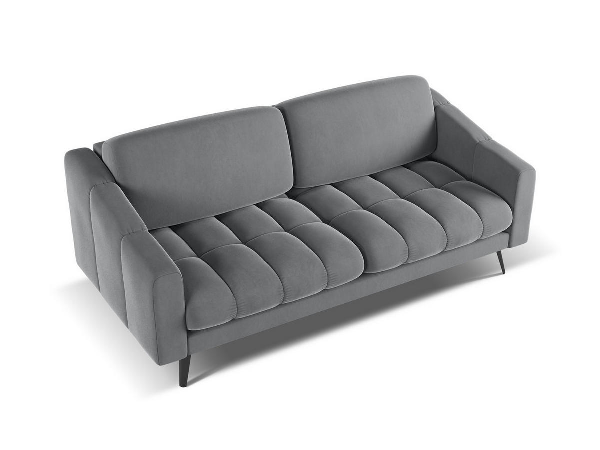 3-SITZER SOFA Samt Stoff Grau - Dunkelgrau/Schwarz, Textil/Metall (202/80/95cm) - Makamii