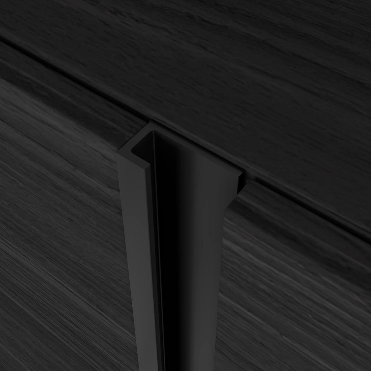 LOWBOARD, Schwarz und Eiche, 212/35/61cm, Kamin mit Feuereffekt XXL - Schwarz, Holzwerkstoff (212/61/35cm) - Skraut Home