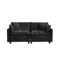 MODULSOFA flexibel kombinierbar Chenille Black - Schwarz, Holz (75/84/195cm) - Meubliv