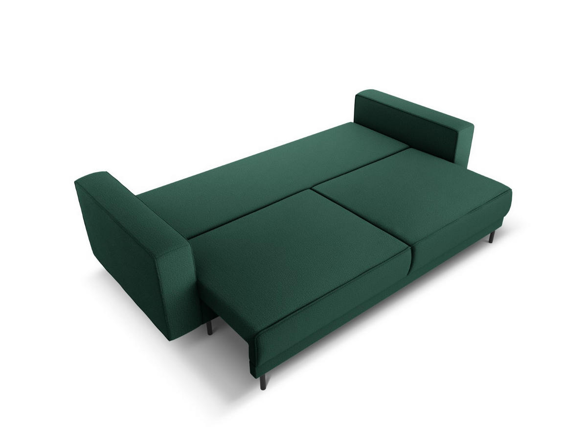 AUSKLAPPBARES-SOFA mit Bettkasten Caro aus strukturiertem Stoff grün 3 Sitzplätze - Grün, Textil (97/93/236cm) - Micadoni