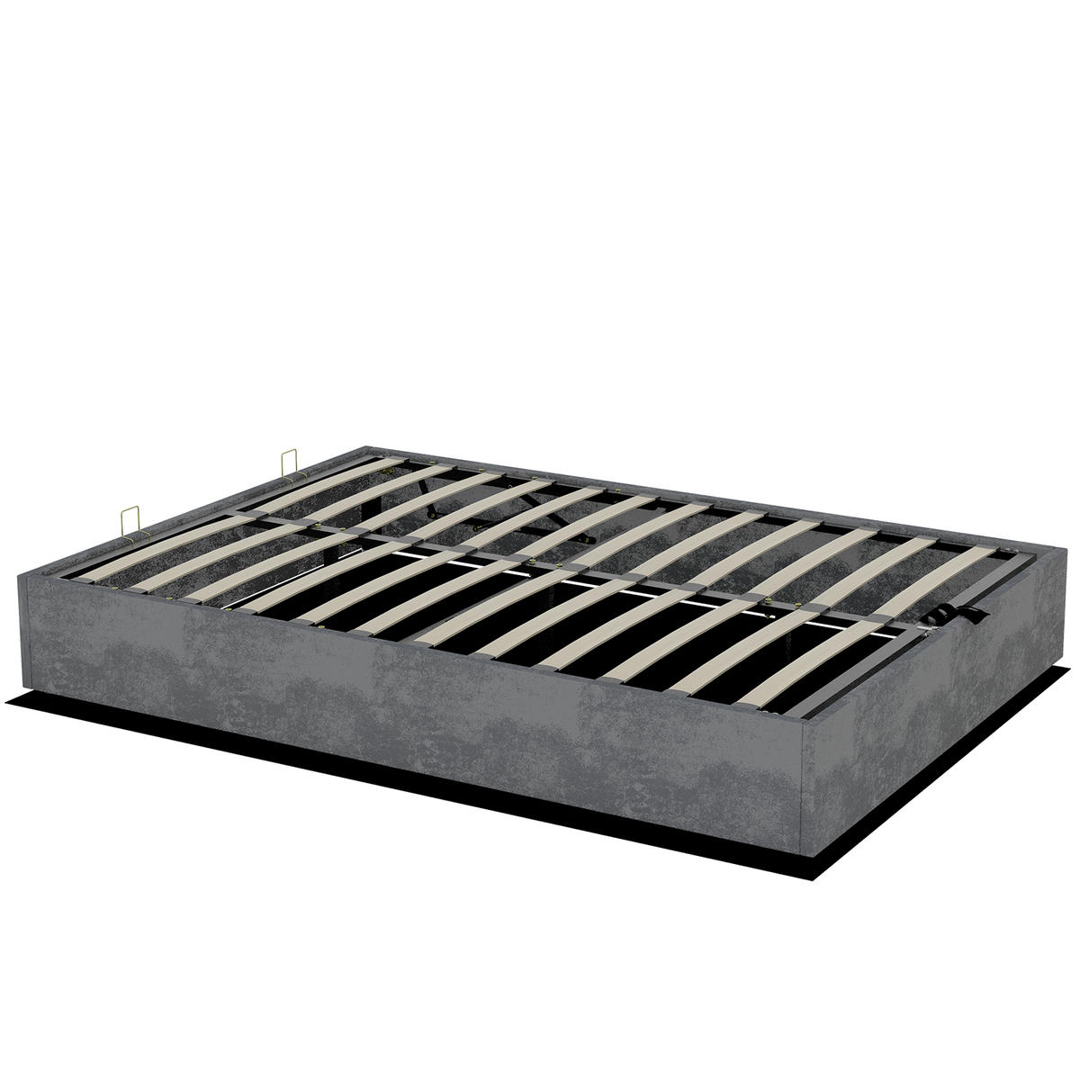 BETT mit Matratze 140x200 cm Stoff Grau - Grau, Metall (140/200cm) - Meubliv