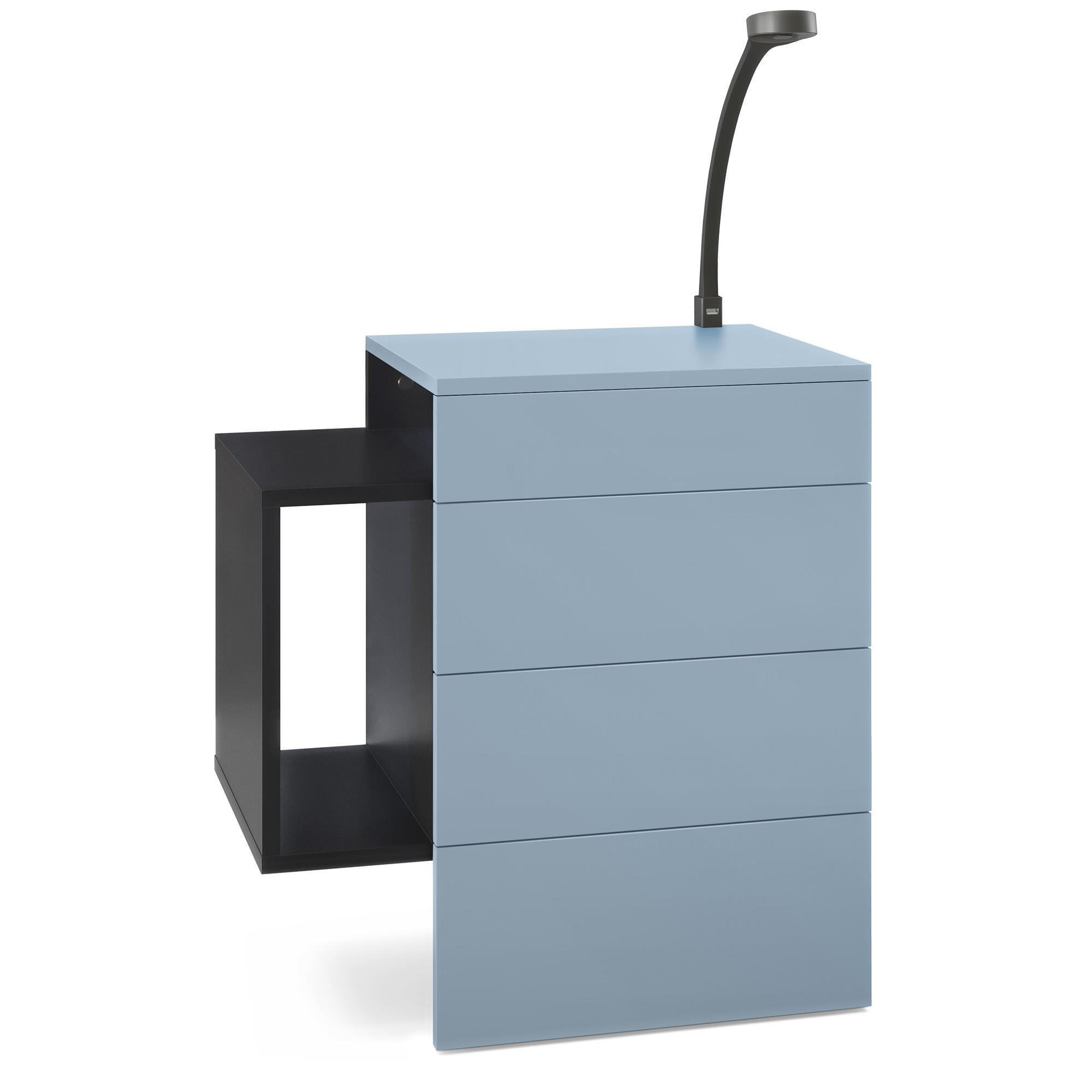 NACHTTISCH Queens Front in Denim matt - Pastellblau, Holzwerkstoff (60/63/36cm) - Vladon