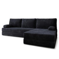 ECKSOFA ANKO modulares Boneless Sofa mit Schlaffunktion Schwarz Kordstoff - Schwarz, Textil (270/160cm) - MASSENO