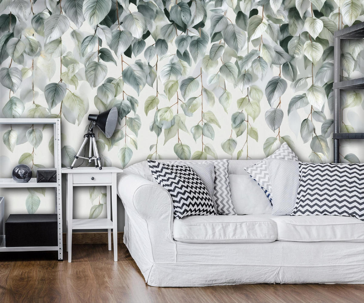 FOTOTAPETE Blätter Hängend Grün 250x175 cm - Multicolor, Papier (250/175cm) - Wallarena