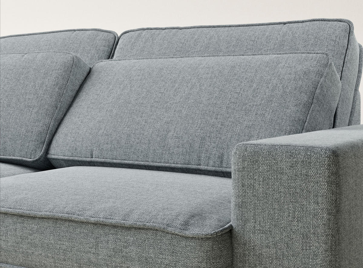 ECKSOFA Kirou Blau grau Webstoff - Links Seite - Blaugrau/Schwarz, Holz/Holzwerkstoff (225/311cm) - Maison de Reve