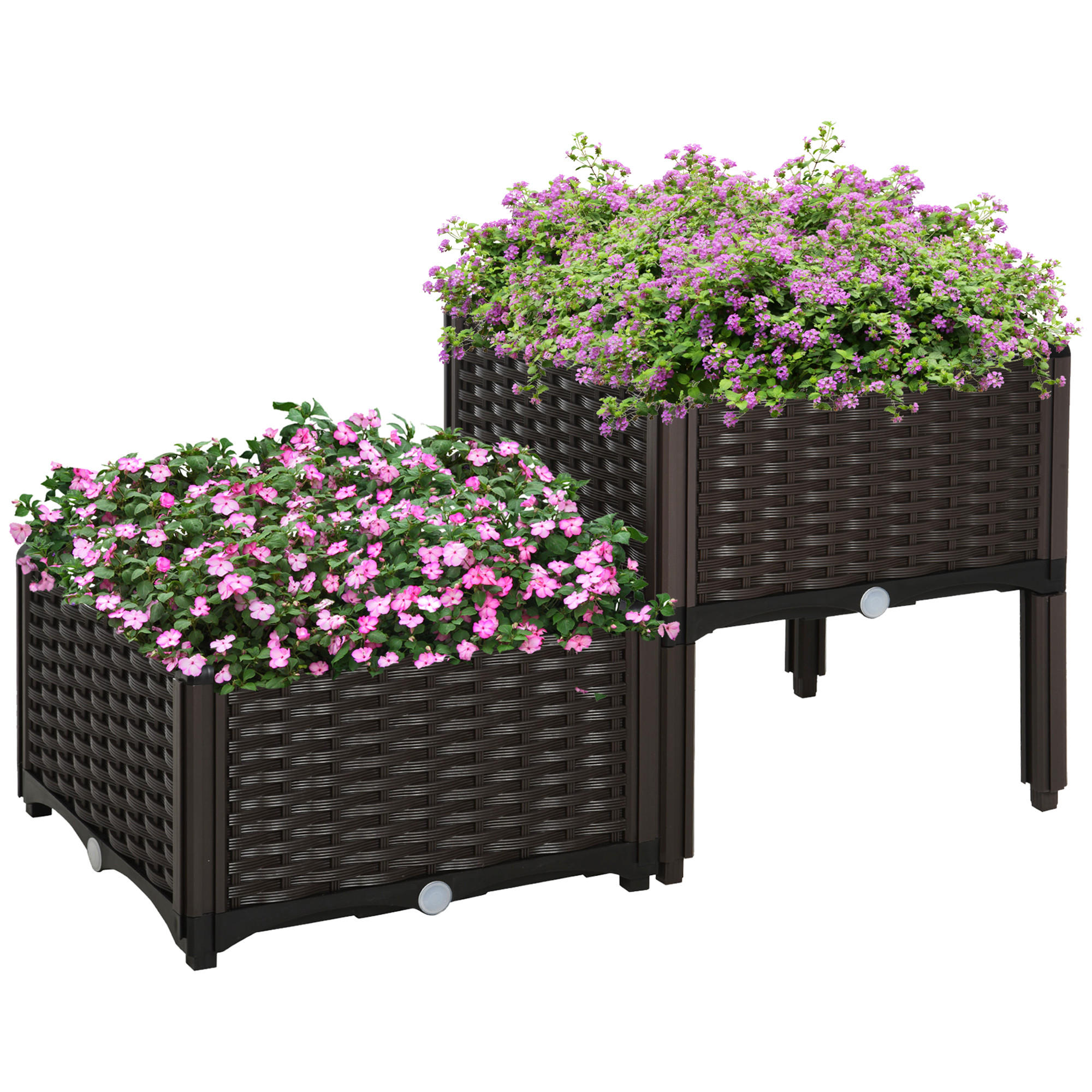 HOCHBEET 2-tlg., Dunkelbraun - Braun, Kunststoff (40/44/40cm) - Outsunny