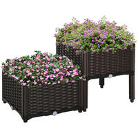 HOCHBEET 2-tlg., Dunkelbraun - Braun, Kunststoff (40/44/40cm) - Outsunny