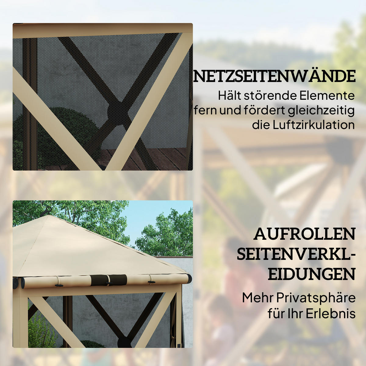 FALTPAVILLON Oxford-Stoff Khaki - Braun, Textil (260/221/300cm) - Outsunny