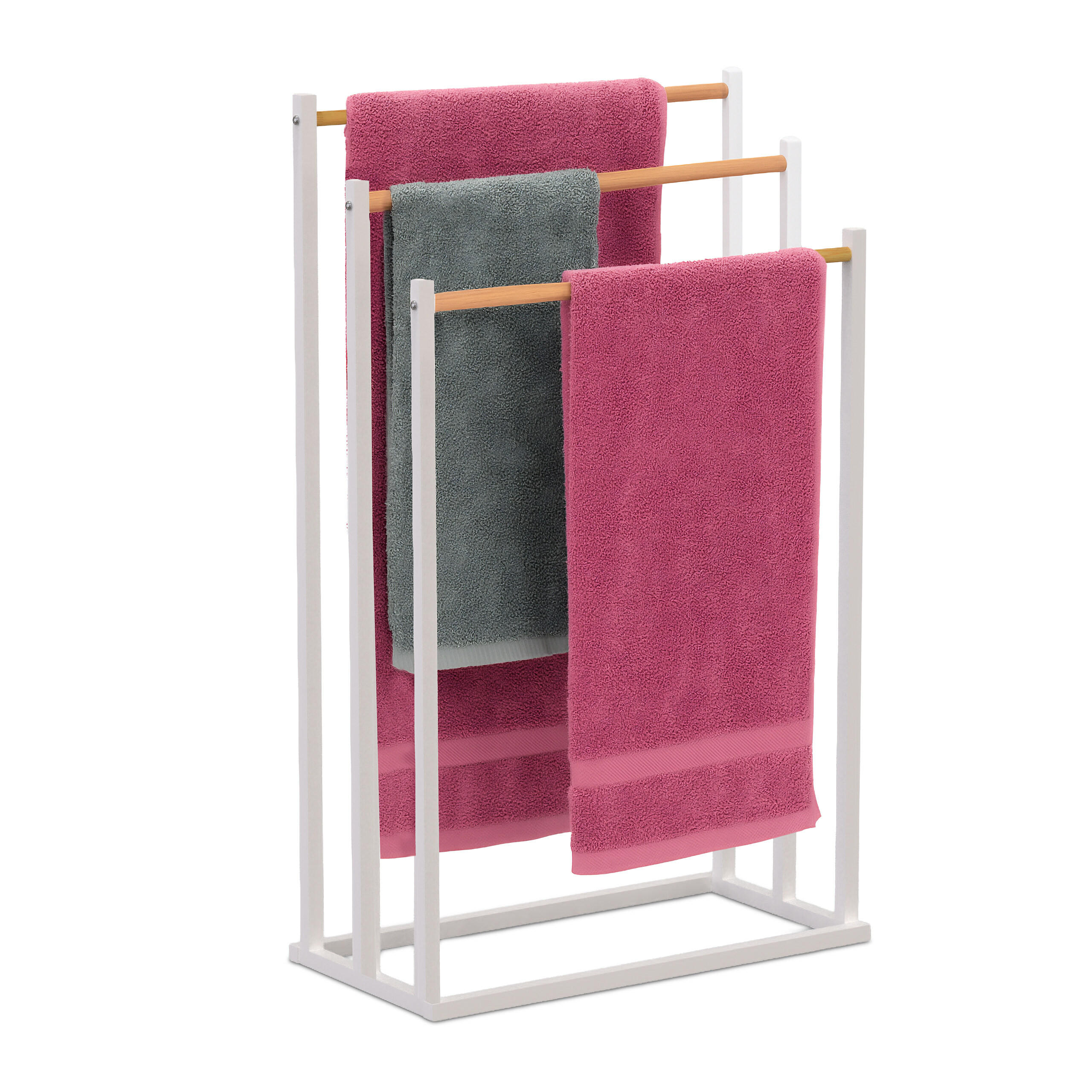 HANDTUCHSTÄNDER - Schwarz, Holz/Textil (45/76/21.5cm) - Relaxdays