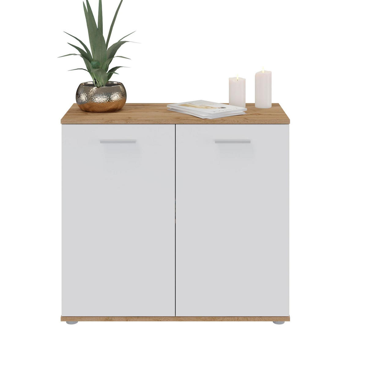 KOMMODE CHICAGO - Eiche Wotan/Weiß, Holzwerkstoff (91/82/40cm) - CARO-Möbel