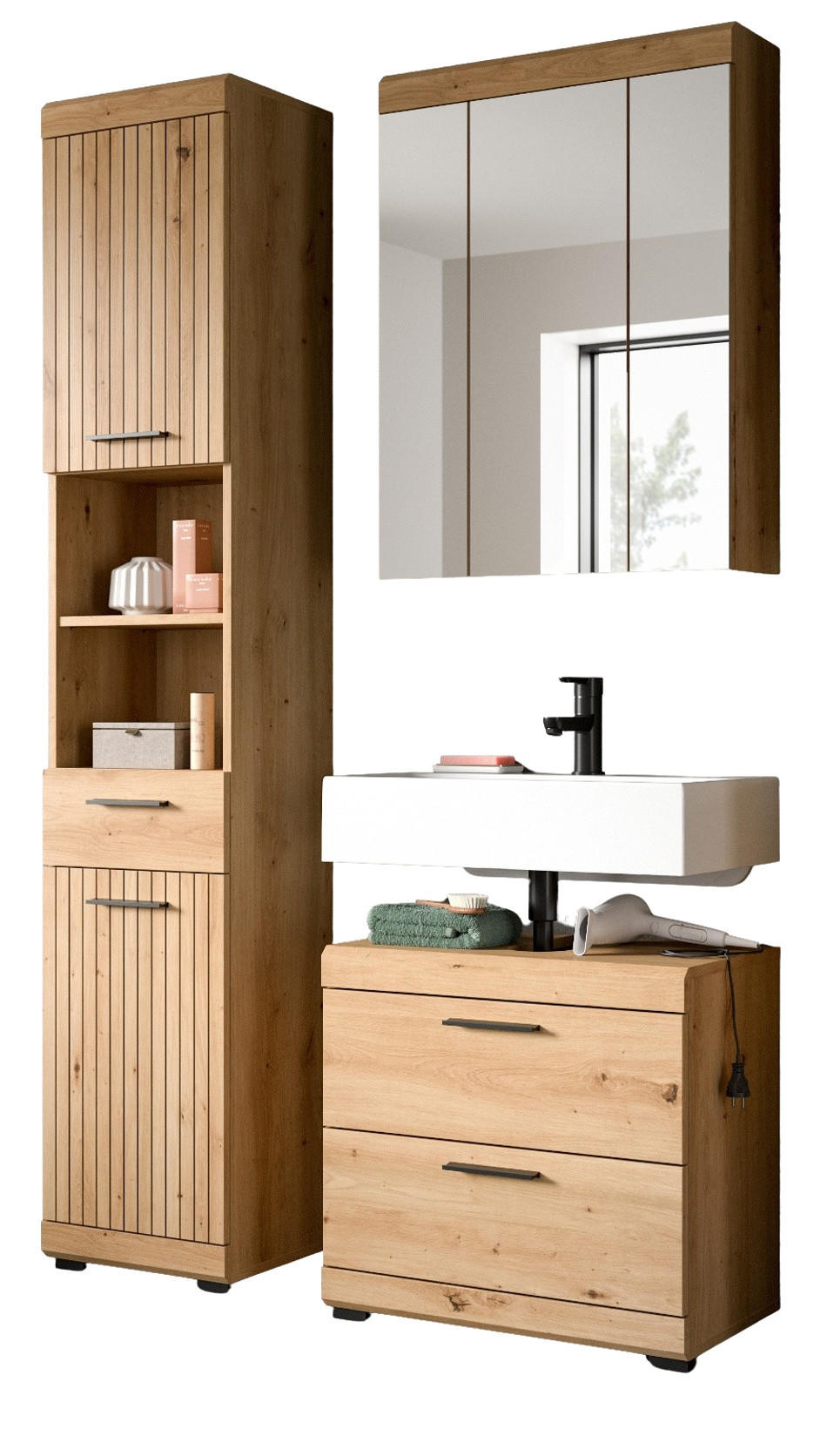 Inn.Furn Badmöbel-Set Eiche Artisan 112x191x34 cm