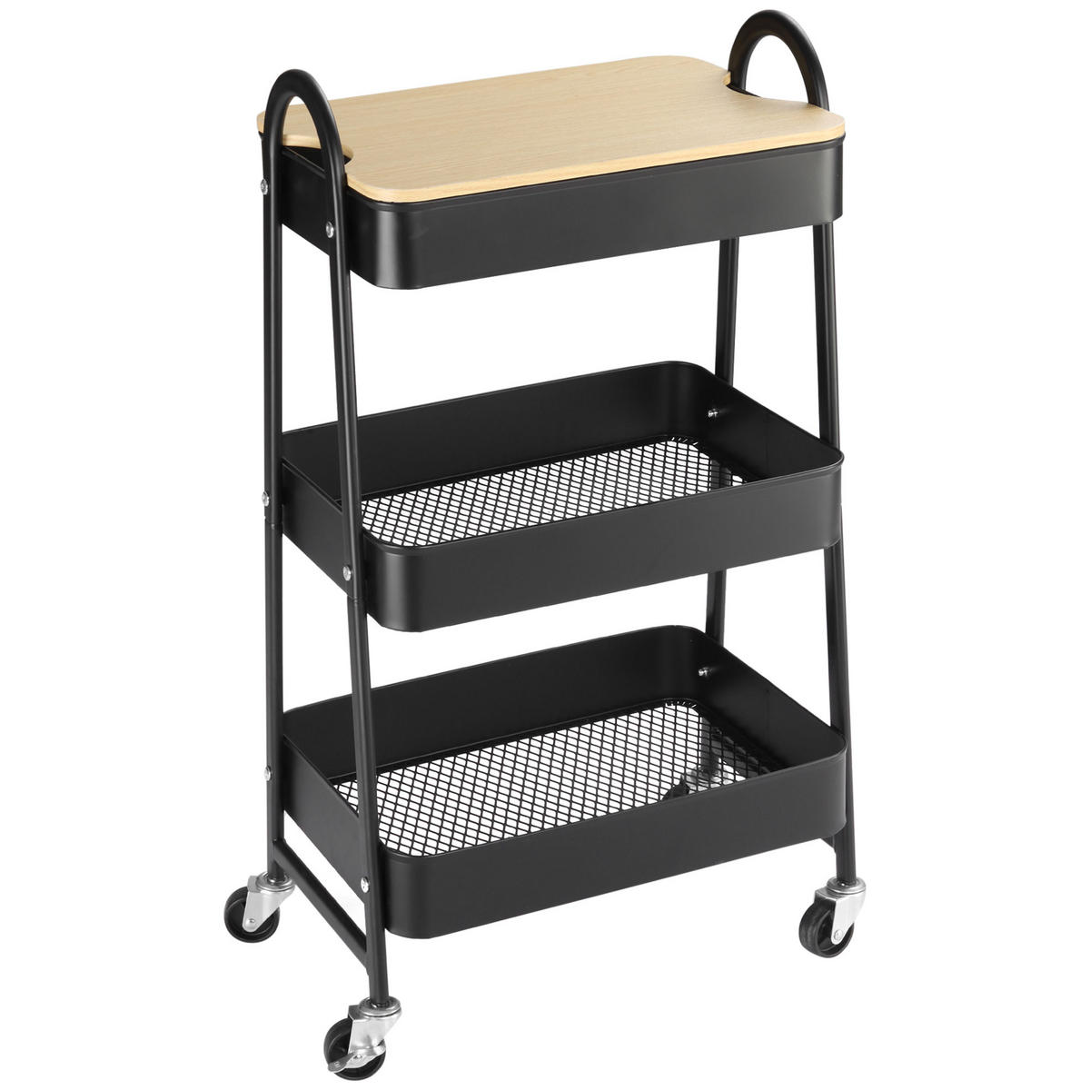 KÜCHENWAGEN 3-Etagen mit Rollen - Schwarz, Holzwerkstoff (31/79.4/45cm) - HOMCOM