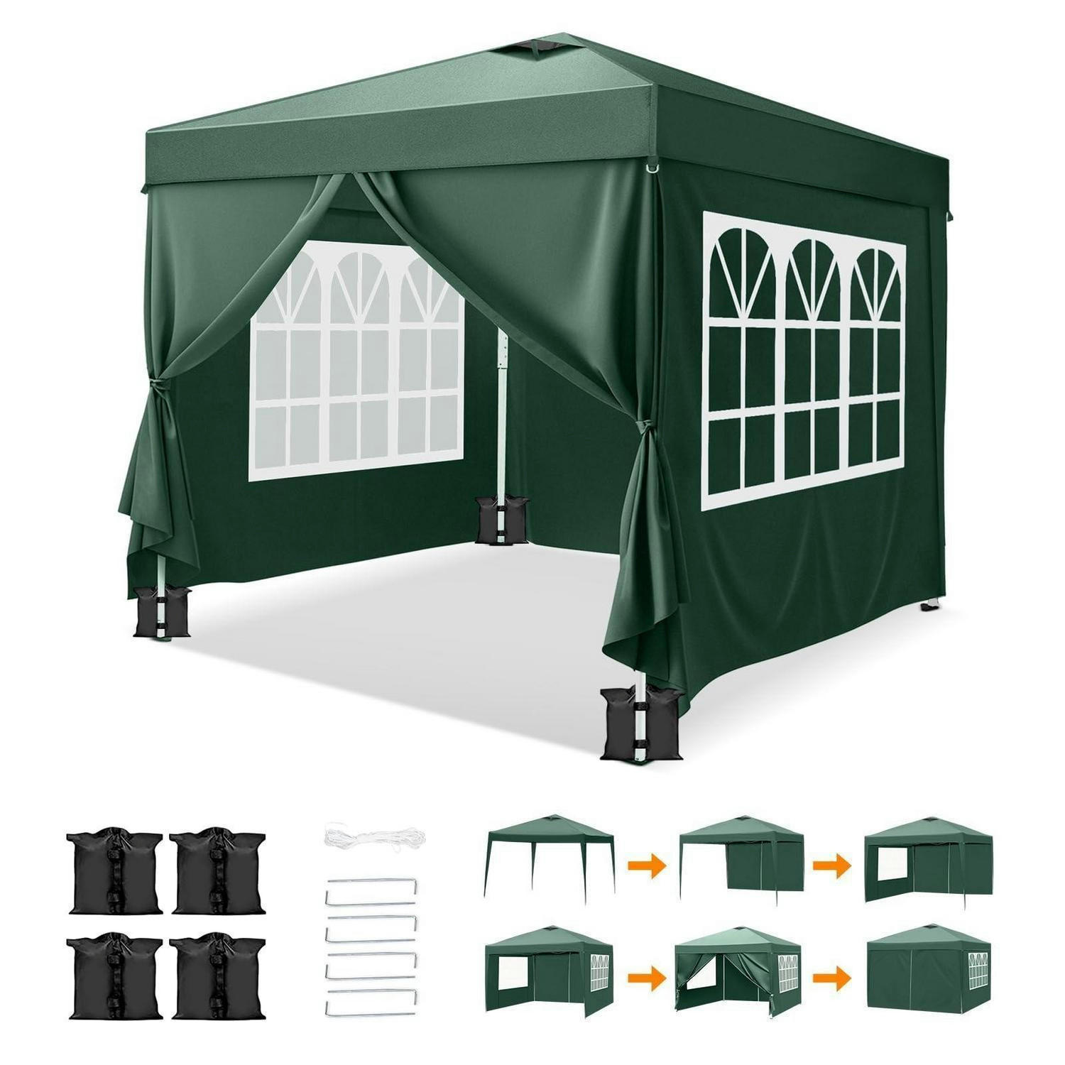 PAVILLON 3 x 3 m Grün mit 4 Seitenteilen und Sandsäcken - Grün, Textil (255/300/300cm)