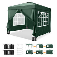 FALTPAVILLON 3x3m mit 4 Seitenteilen Grau - Olivgrün, Metall (300/260/300cm)