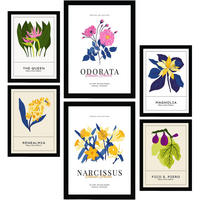 POSTER Set Mit 6 Blumen Narzissen Natur Und Botanikdrucke Für Innenarchitektur A3 & A4 Schwarzer Rahmen - Schwarz, Papier (29/3cm) - Nacnic