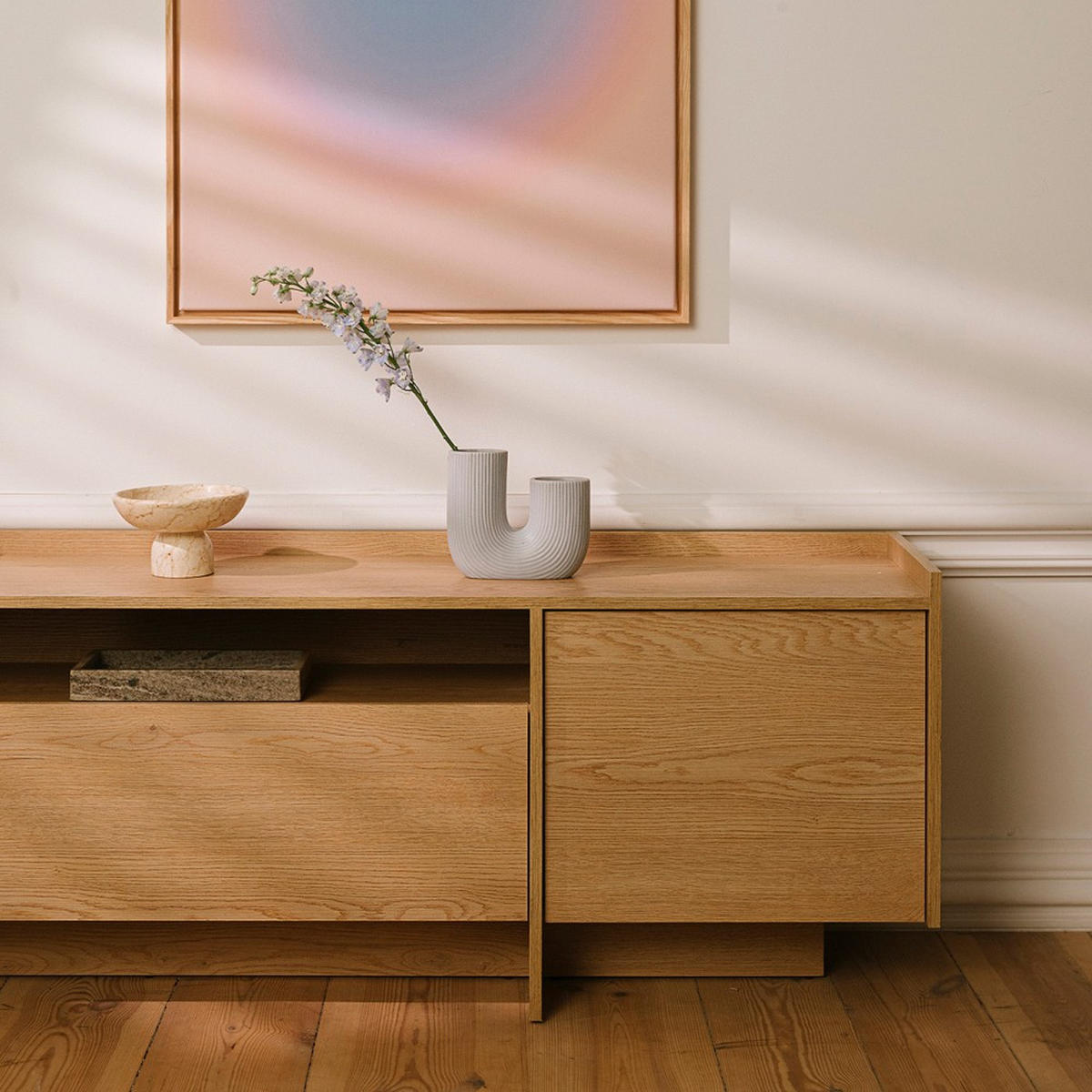 LOWBOARD Juni mit 3 Türen, 200 cm, eiche Cremona - Eichefarben, Holzwerkstoff (198/57/38cm) - Beautysofa