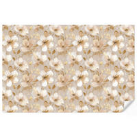 TAPETE - Blumen - künstlerisch - Gold - 300x200 cm - Beige, Papier (300/200cm) - OnlyWow