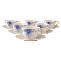 FRÜHSTÜCKSTASSEN MIT UNTERTASSEN Mariefleur Gris Basic bunt 290 ml 6er Set - Multicolor, Keramik (19/9.1/19cm) - Villeroy & Boch