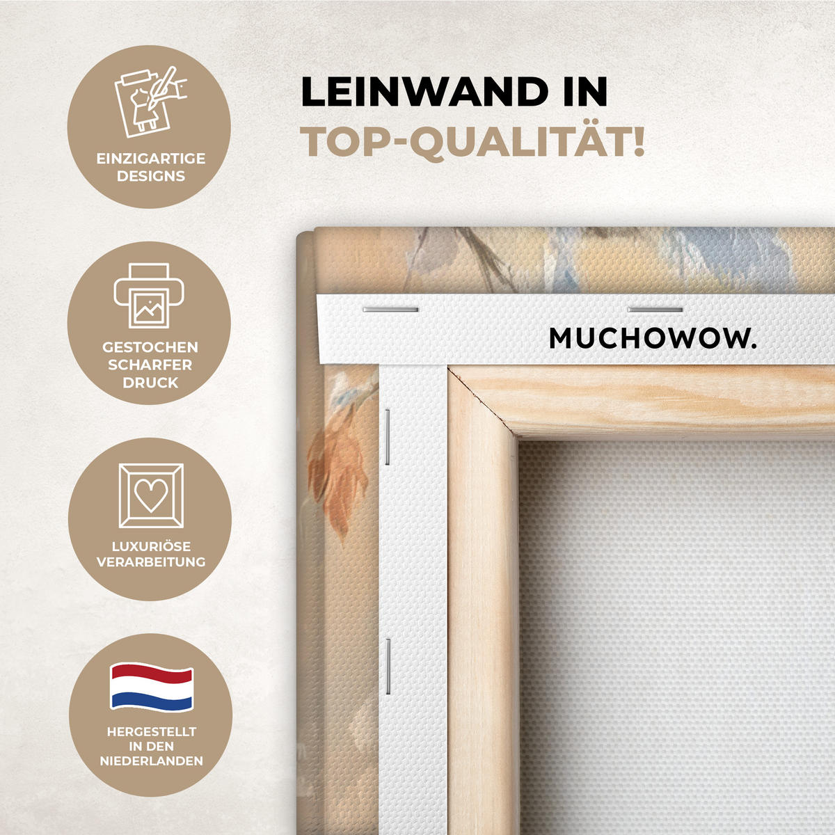 LEINWANDBILD Vögel - Zweig - Winter - Schnee 60x90 cm - Pastellblau, Textil (60/90cm) - MuchoWow