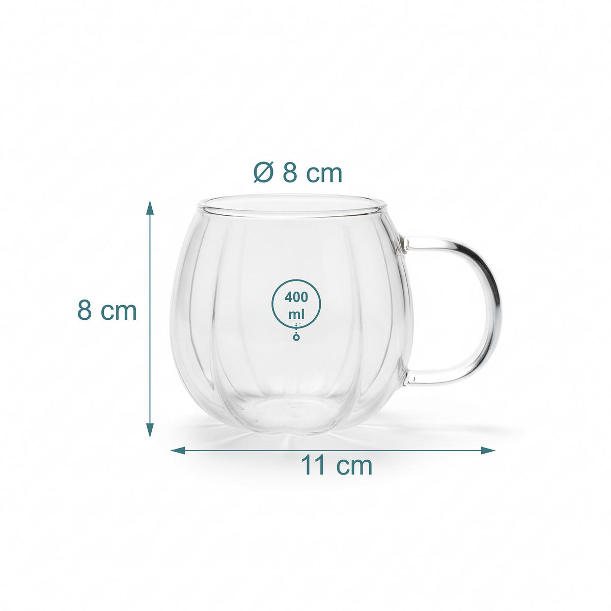 6XČAJ. pohár - priehľadné, sklo (0.4L) - Relaxdays