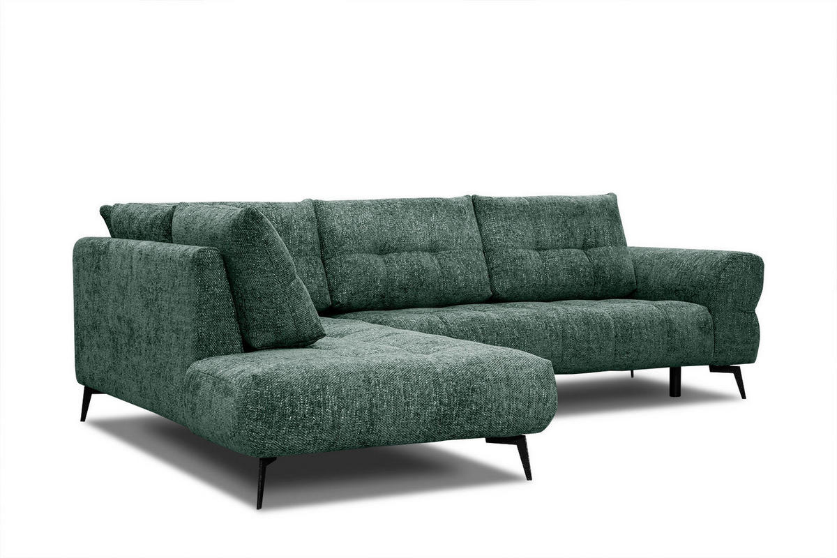 ECKSOFA SALVINI 5-Sitzer, smaragdgrün - Smaragdgrün/Schwarz, Holzwerkstoff/Textil (158/292cm) - Courtois Laville