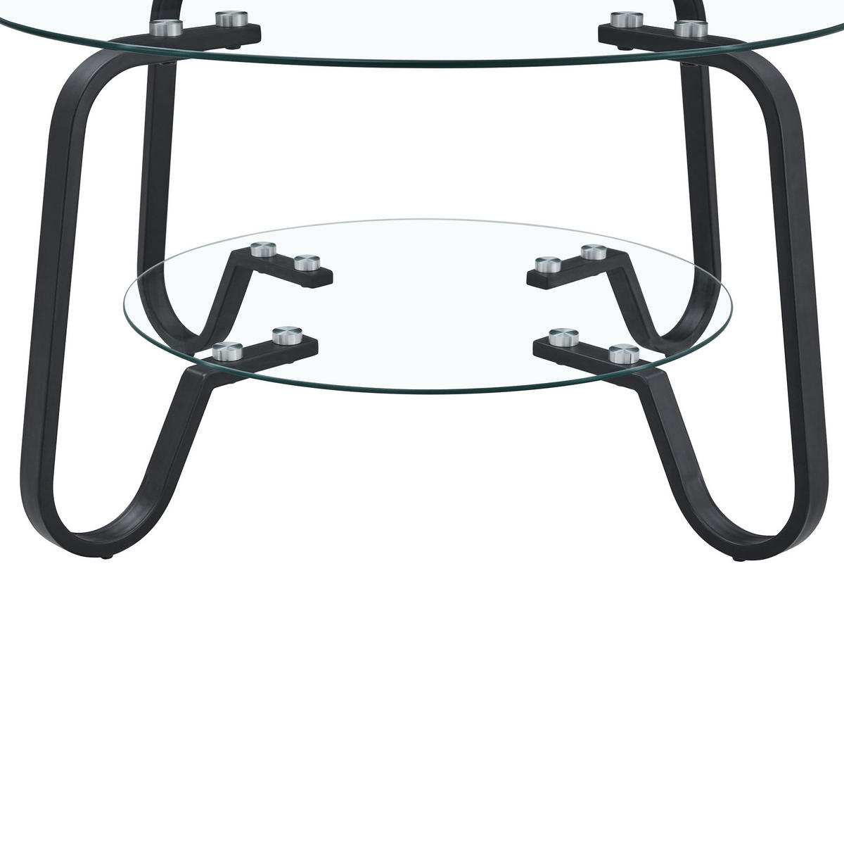 COUCHTISCH 80/80/45 cm schwarz aus Metall mit 2 Ebenen Sicherheitsglas - Schwarz, Metall (80/80/45cm) - OKWISH