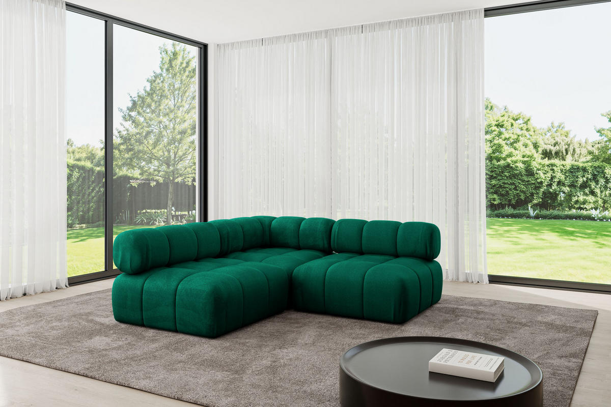 ECKSOFA modulares Sofa Samaro-L1 - 190x190x70 cm Dunkelgrün Velours - Dunkelgrün, Holzwerkstoff/Textil (190/190cm) - ALTDECOR