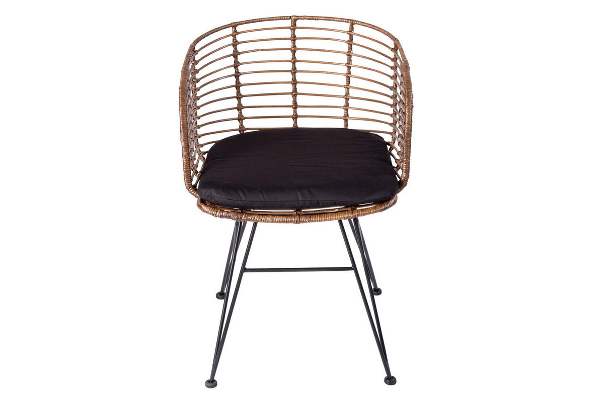 ESSZIMMERSTUHL NAIROBI - Nussbaumfarben/Schwarz, Naturmaterialien/Metall (45/77/45cm) - SAM