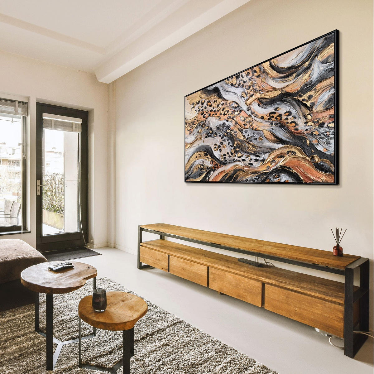 GEMÄLDE Wilde Energie Schattenfugenrahmen Schwarz 160x80 cm - Schwarz, Holz (160/80cm) - YS-art gallery