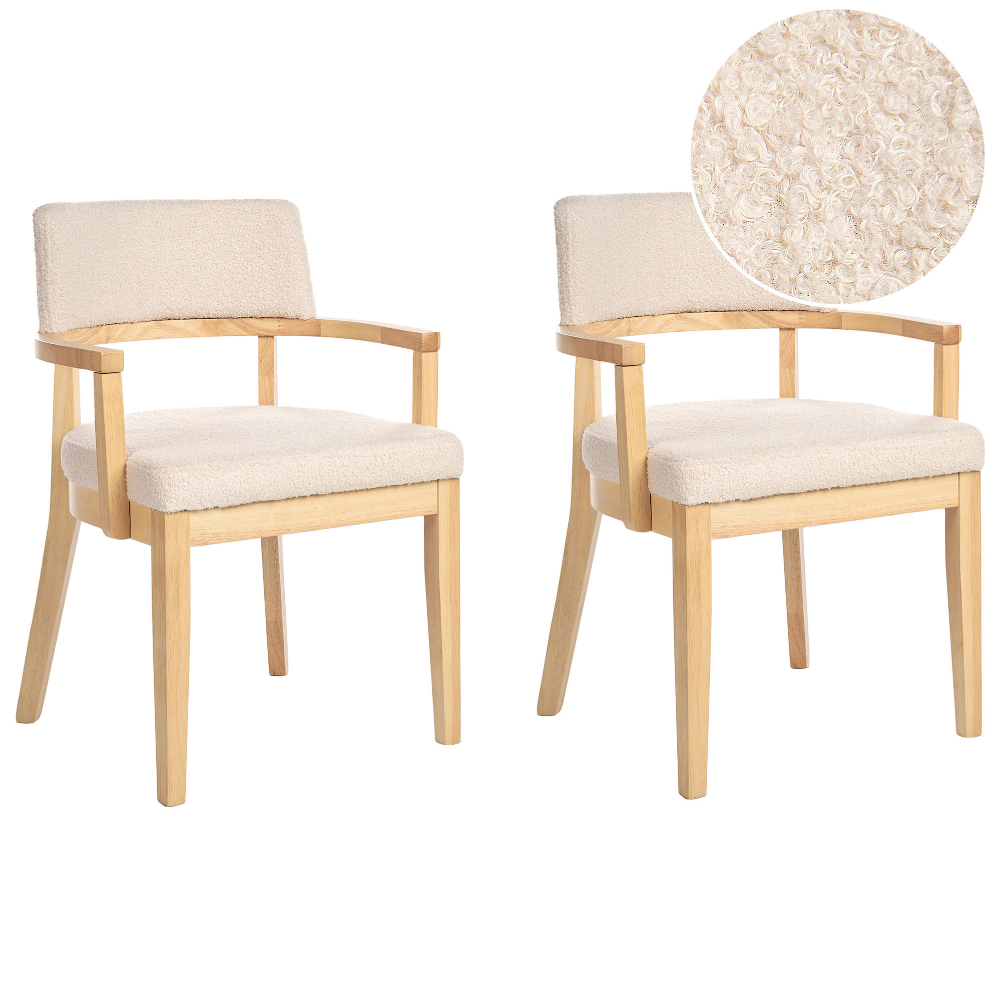 ESSZIMMERSTUHL 2er-Set Bouclé Hellbeige Dalbo - Beige, Textil (59/82/56cm) - Beliani