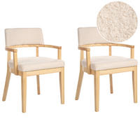 ESSZIMMERSTUHL 2er-Set Bouclé Hellbeige Dalbo - Beige, Textil (59/82/56cm) - Beliani