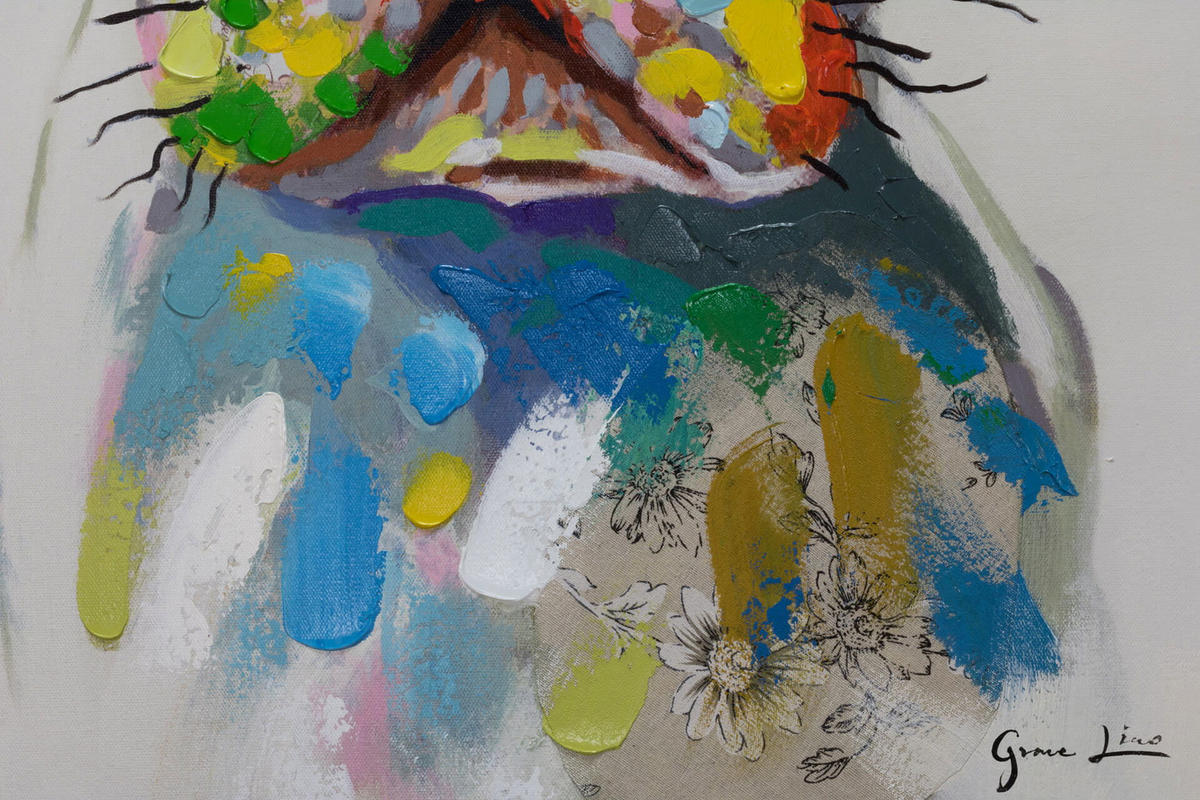 ACRYLBILD HANDGEMALT 70/100 cm - Multicolor/Weiß, Holz/Textil (1.9/100cm) - KUNSTLOFT