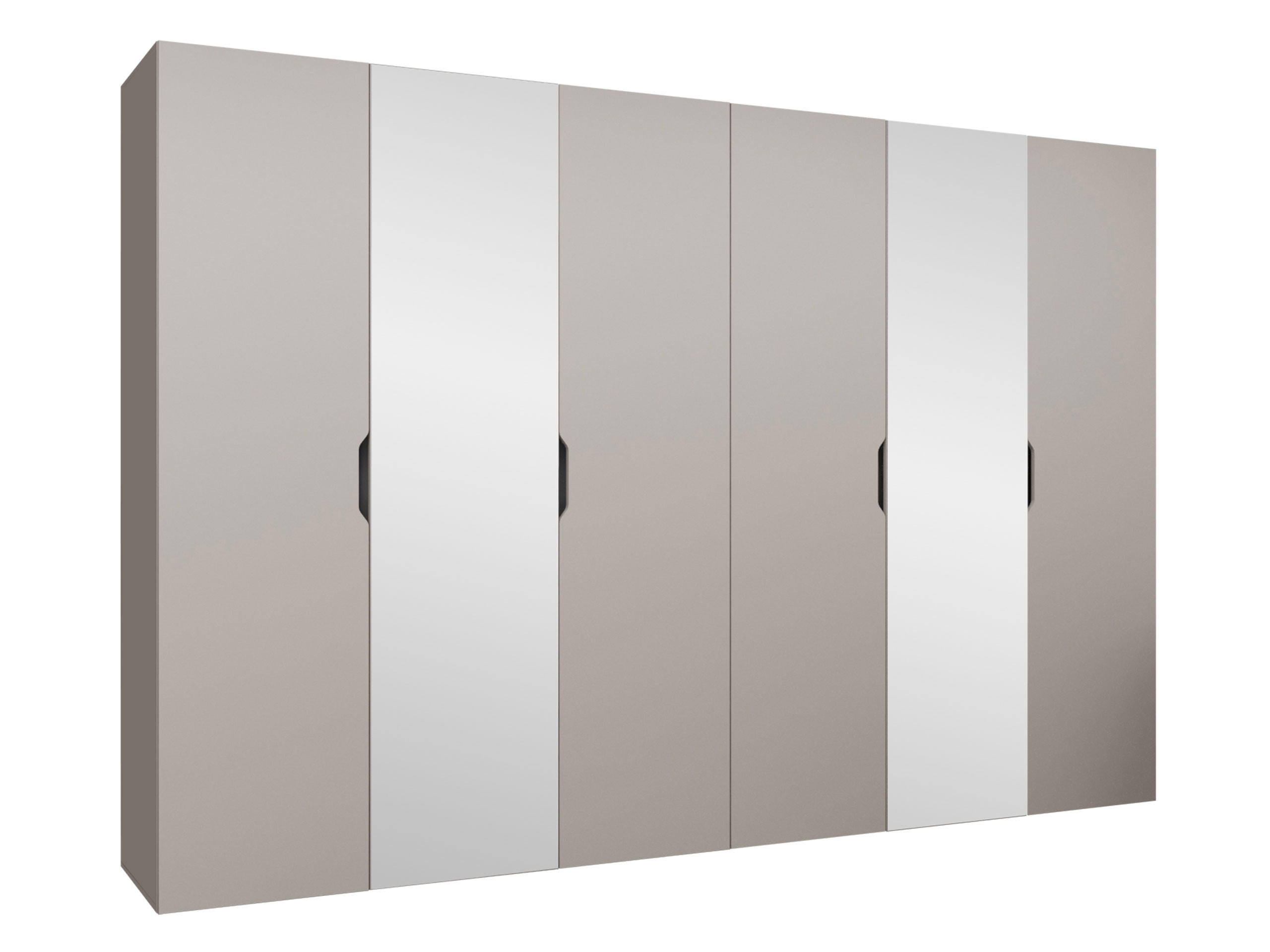 DREHTÜRENSCHRANK Malaga 300 mit Frontspiegel - Kaschmir, Holzwerkstoff (300/202/52cm) - MIRJAN24