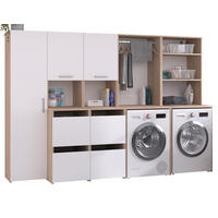 WASCHMASCINENSCHRANK weiß, Eiche Jackson, Umbauschrank Set 4-teilig 268 cm mit vielen Fächern - Eichefarben/Silberfarben, Holzwerkstoff/Kunststoff (268/184/67cm) - Parisot Meuble