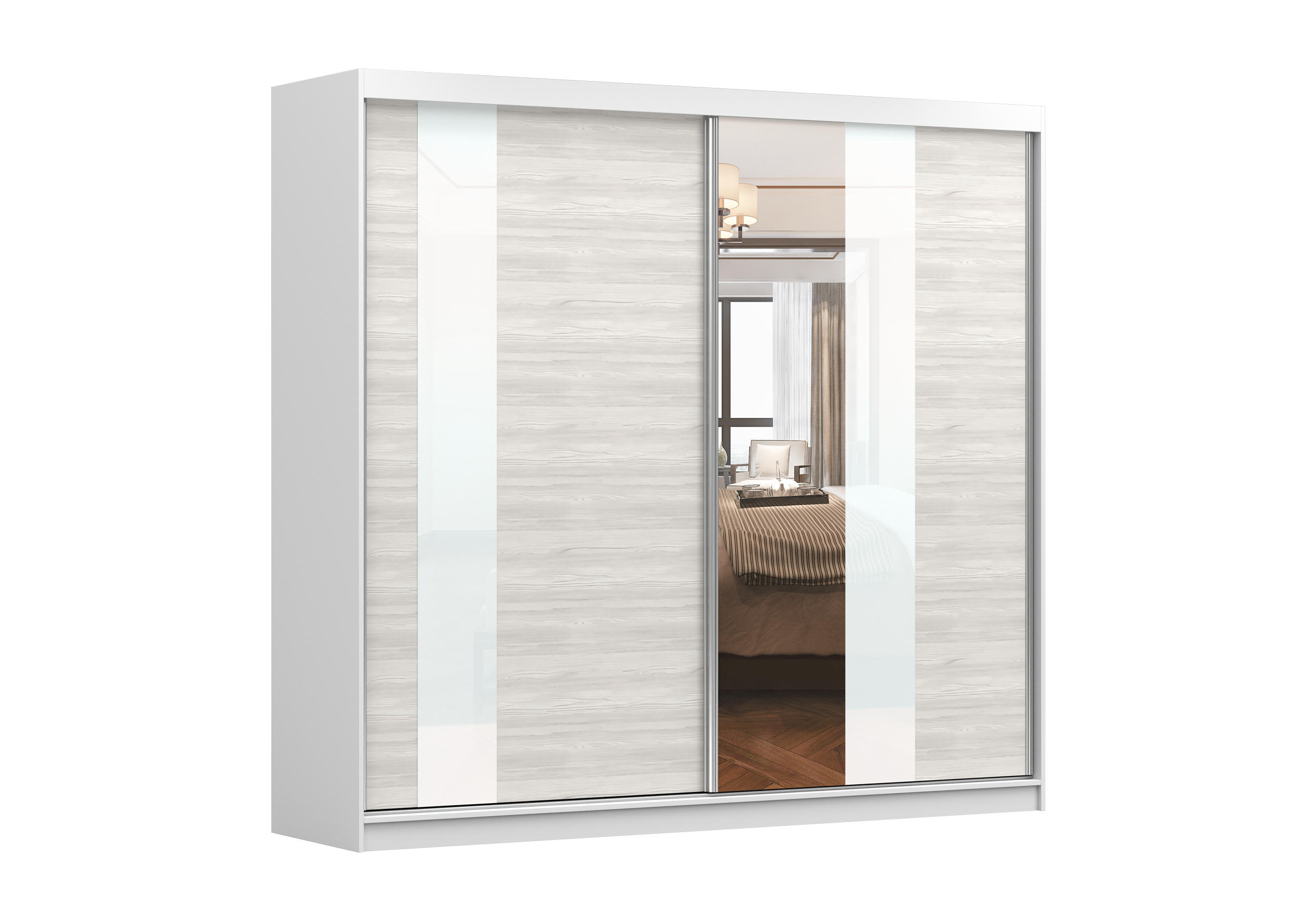 SCHIEBETÜRENSCHRANK - BEN 32 233 CM (Weiß) - Weiß, Holzwerkstoff (233/218/61cm) - Möblo