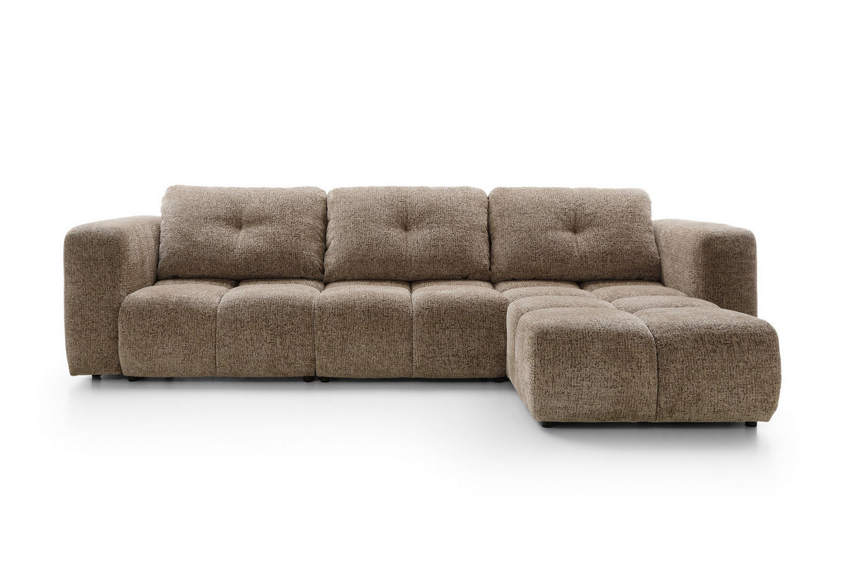 ECKSOFA ARTE 03 Braun Chenille mit Schlaffunktion - Braun, Holz (336/177cm) - MASSENO