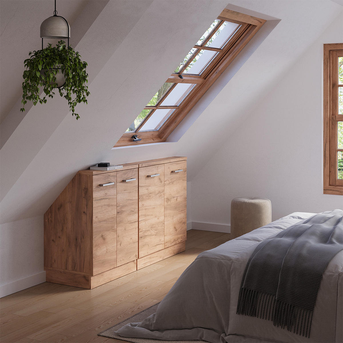 DACHSCHRÄGENSCHRANK-SET Rion Goldkraft Eiche 2er Set - Honigeiche, Holzwerkstoff (140/81.6/46cm) - Vicco